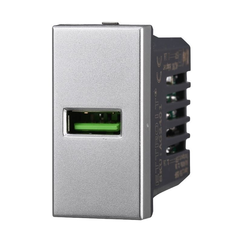 AG2401 Module de prise chargeur usb 5V 2,1A gris usb-a compatible avec Bticino Axolute - Ettroit