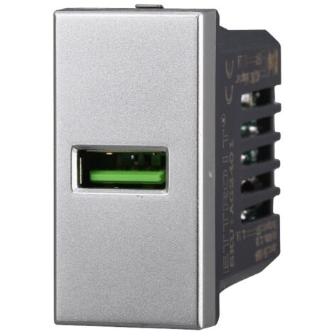 ETTROIT AG2401 Modulo Presa Caricatore USB 5V 2,1A Grigio USB-A Compatibile Con Bticino Axolute