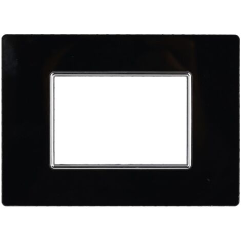 ETTROIT AN84302 Placca 3P in vetro Serie Moon 3P Colore Nero Compatibile Con Bticino Axolute