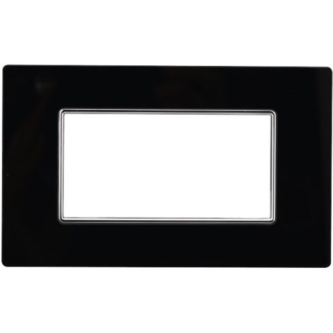 ETTROIT AN84402 Placca 4P Vetro Serie Moon Colore Nero Compatibile Con Bticino Axolute