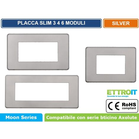 ETTROIT AN87406 Placca Slim Sottile 4P colore Silver Compatibile Con Bticino Axolute Air