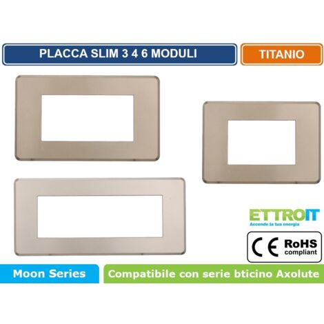 ETTROIT AN87408 Placca Slim Sottile 4P colore Titanio Compatibile Con Bticino Axolute Air