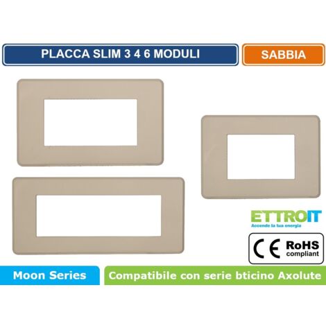 ETTROIT AN87409 Placca Slim Sottile 4P Serie Moon Colore Sabbia Compatibile Con Bticino Axolute Air
