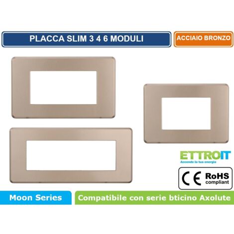 ETTROIT AN87410 Placca Slim Sottile 4P colore Bronzo compatibile Bticino Axolute Air