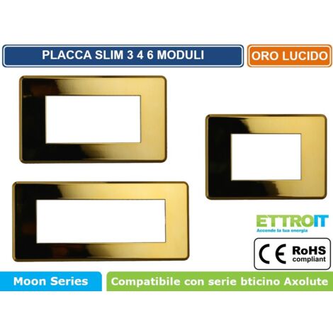 ETTROIT AN87412 Placca Slim Sottile 4P colore Oro lucido compatibile Con Bticino Axolute Air