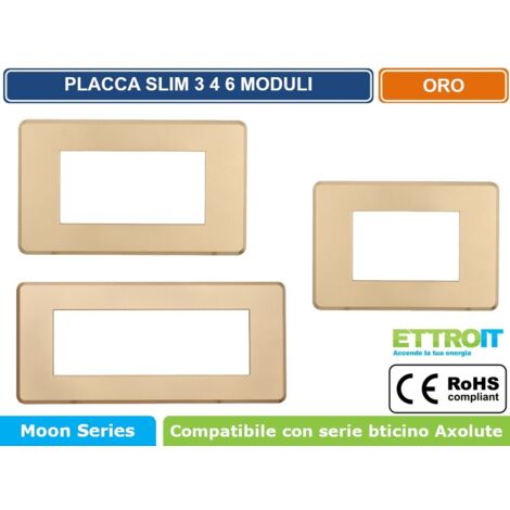 ETTROIT AN87611 Placca Slim Sottile 6P Serie Moon Colore Oro Compatibile Con Bticino Axolute Air