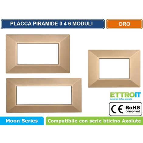 ETTROIT AN90311 Placca Piramide 3P Serie MOON Colore Oro Compatibile Con Bticino Axolute