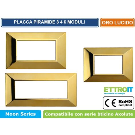 ETTROIT AN90312 Placca Piramide 3P Serie MOON Colore Oro Lucido Compatibile Con Bticino Axolute