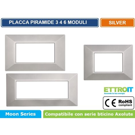 ETTROIT AN90406 Placca Piramide 4P Serie Moon Colore Silver Compatibile Con Bticino Axolute