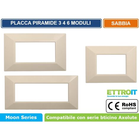 ETTROIT AN90409 Placca Piramide 4P Serie Moon Colore Sabbia Compatibile Con Bticino Axolute