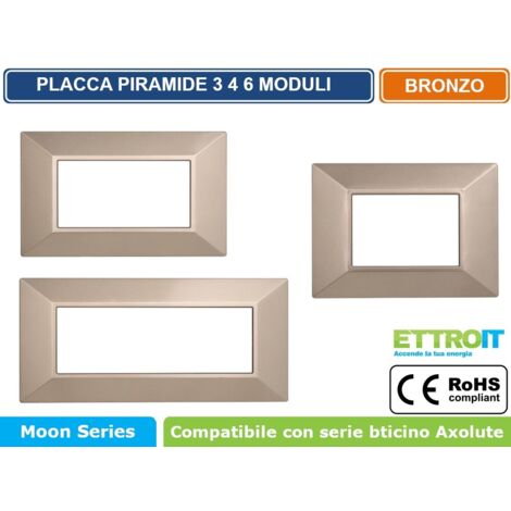 ETTROIT AN90410 Placca Piramide 4P Serie MOON Colore Bronzo Compatibile Con Bticino Axolute