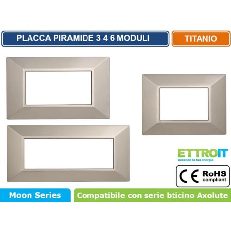 ETTROIT AN90608 Placca Piramide 6P Colore Titanio Compatibile Con Bticino Axolute