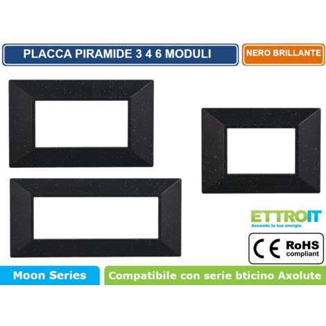 ETTROIT AN90624 Placca Piramide 6P Serie Moon Colore Nero Brillante Compatibile Con Bticino Axolute
