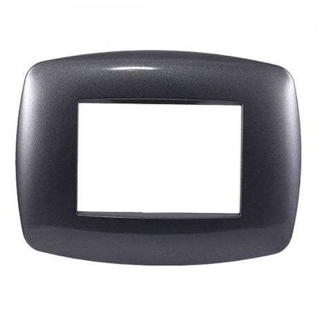 Ettroit Bticino Livinglight kompatible Platte 3 schlanke Kunststoffmodule, dunkle Stahlfarbe - LN87307