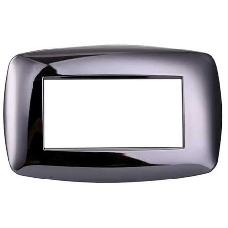 Ettroit Bticino Livinglight kompatible Platte 4 schlanke Kunststoffmodule, glänzende Chromfarbe - LN87413