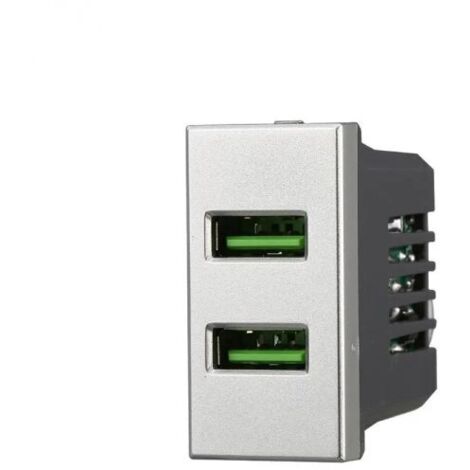 Ettroit Caricatore 2xUSB 5V 2,1A 2 Porte USB-A Grigio Compatibile Con Bticino Axolute - AG2402