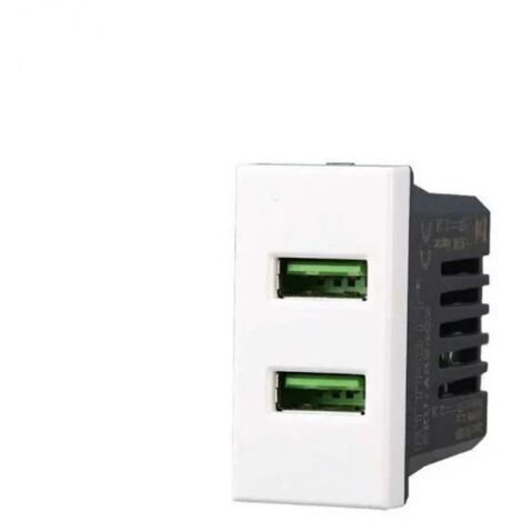 Ettroit Caricatore doppia USB Type-A compatibile Bticino Axolute 5Vdc 2.1A bianco - AB2402