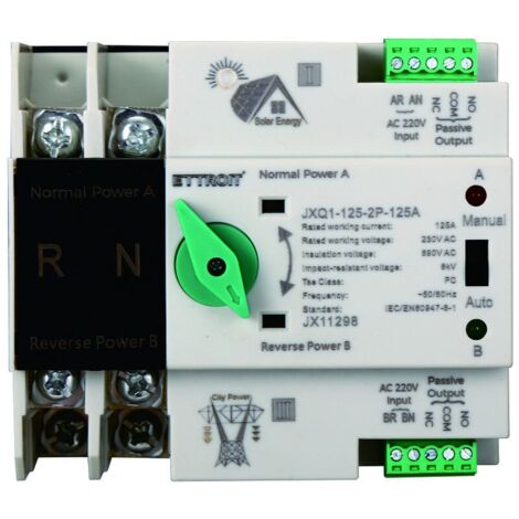 Ettroit – Commutateur automatique double alimentation 125A AC 230V – 4 modules – Protection IP20 – Conforme IEC60947-6-1