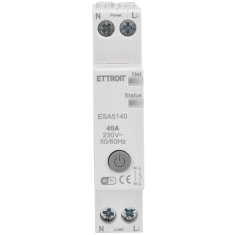 ETTROIT ESA5140 interrupteur Wifi intelligent Tuya 40A sur rail DIN 1M 1P 220V, contrôle via App