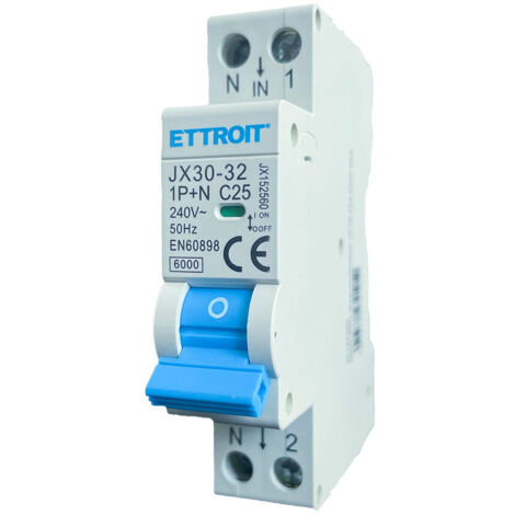 ETTROIT Interrupteur magnétothermique 1P+N 25A 220V 6KA JX152560