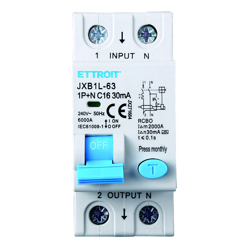 Interrupteur magnétothermique différentiel pour rail DIN 2 MODULES 1P+N 16A C16 240V 30mA 6KA CLASSE A