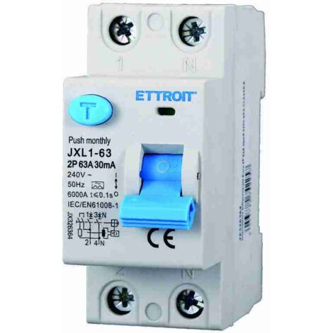 ETTROIT Interruttore Differenziale Puro 2P 63A 30mA 220V-6KA CLASSE A - JX326364