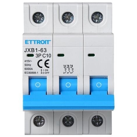 ETTROIT Interruttore Magnetotermico Automatico 3P 10A 6000A 220V 380V Salvavita Stotz Occupa 3 Moduli DIN