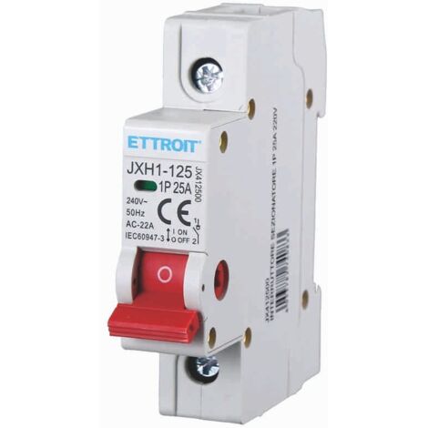ETTROIT Interruttore Sezionatore 1P 25A 240VAC Guida DIN JX412500