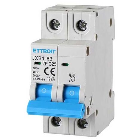 ETTROIT JX122560 Disjoncteur automatique 2P 25A 220V 2 modules DIN