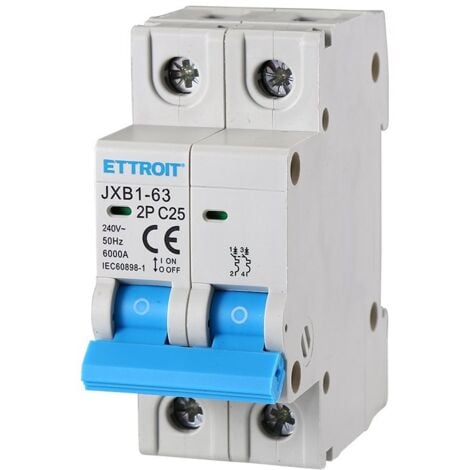 ETTROIT JX122560 Interruttore magnetotermico automatico 2P 25A 220V 2 Moduli DIN