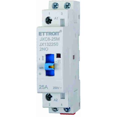 ETTROIT JX132250 Contattore AC Domestico 2P 25A 220V 50Hz 2NO  DIN con Interruttore di Controllo Manuale