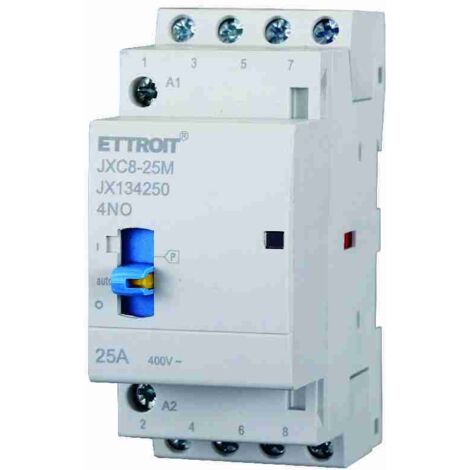 ETTROIT JX134250 Contattore Domestico 4NO 4P 25A 220v 50hz AC DIN con Interruttore di Controllo Manuale