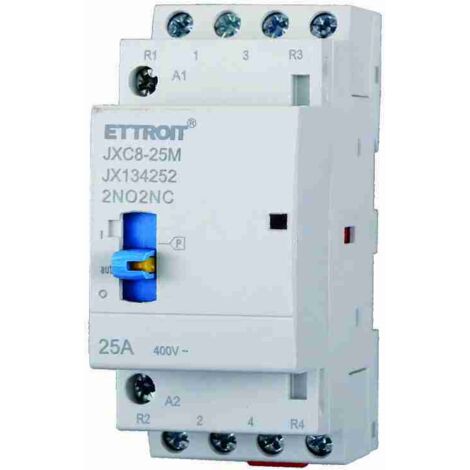 ETTROIT JX134252 Contattore Domestico 2NO/2NC 4P 25A 220v 50hz AC DIN con Interruttore di Controllo Manuale