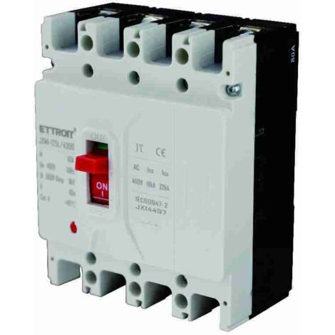 ETTROIT JX14497 MCCB Interruttore Scatolato Magnetotermico 4P 80A 380V-25KA