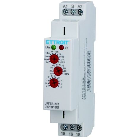ETTROIT JX18100 RELE' TEMPORIZZATO MULTIFUNZIONE SU GUIDA DIN AC 230V 1SPDT 10 FUNZIONI 0.1SEC - 10 GIORNI