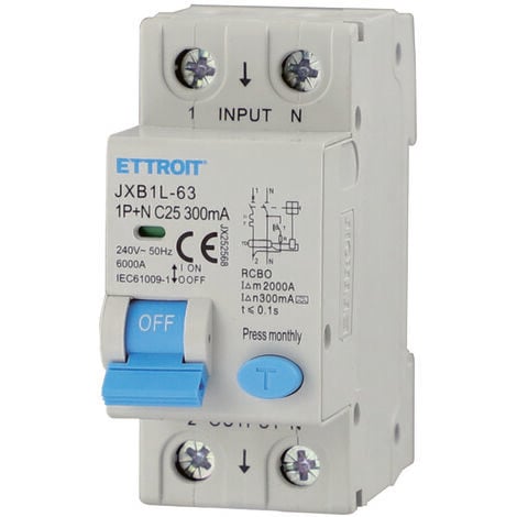 ETTROIT JX252568 Magnetotermico Differenziale 1P+N 25A 300mA 220V-6KA CLASSE A