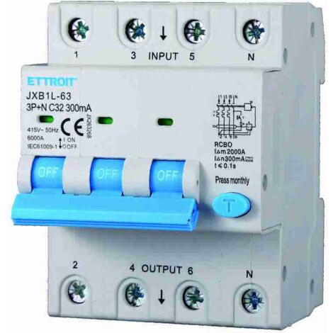 ETTROIT JX263268 Magnetotermico Differenziale 3P+N 32A 300mA 380V-6KA CLASSE A