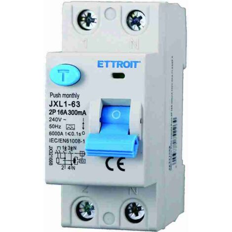 ETTROIT JX321668 Interruttore Differenziale Puro 2P 16A 300mA 220V 6KA CLASSE A
