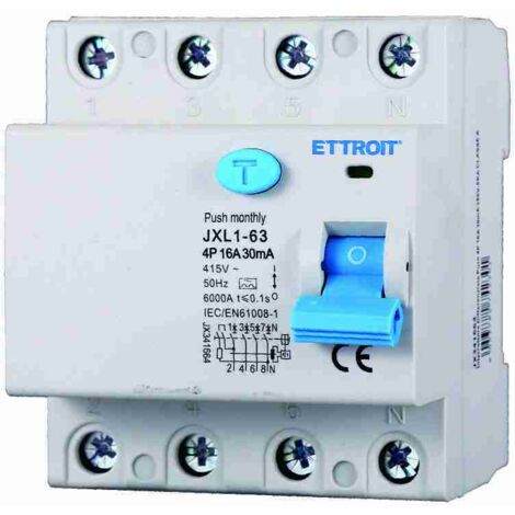 ETTROIT JX341664 Interruttore Differenziale Puro 4P 16A 30mA 380V-6KA CLASSE A