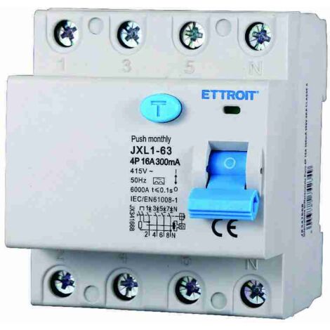 ETTROIT JX341668 Interruttore Differenziale Puro 4P 16A 300mA 380V-6KA CLASSE A