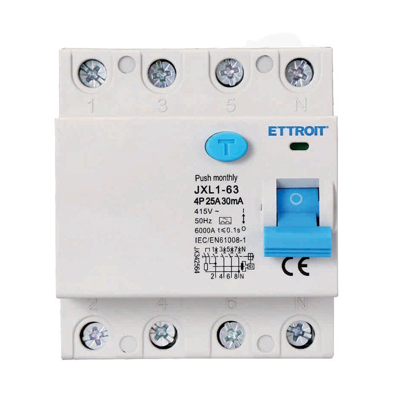 Disjoncteur à courant résiduel pur Type a 3P+N 4M 6000A 30mA 25A ac 400V