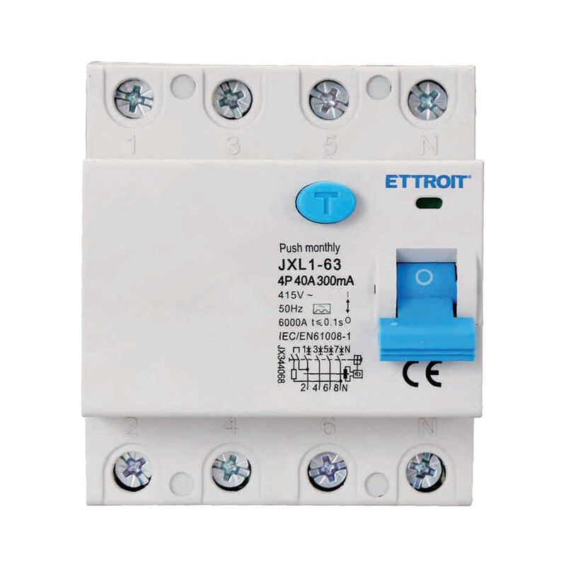 Disjoncteur à courant résiduel pur Type a 3P+N 4M 6000A 300mA 40A ac 400V