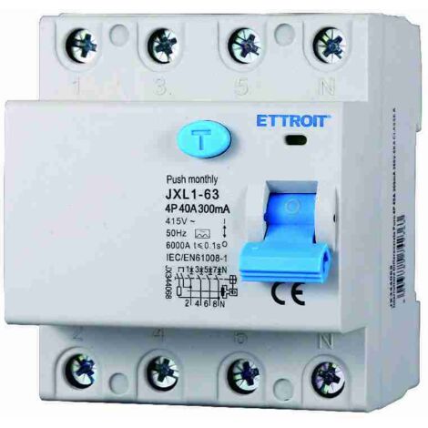 ETTROIT JX344068 Disjoncteur à courant résiduel pur 4P 40A 300mA 380V-6KA CLASSE A