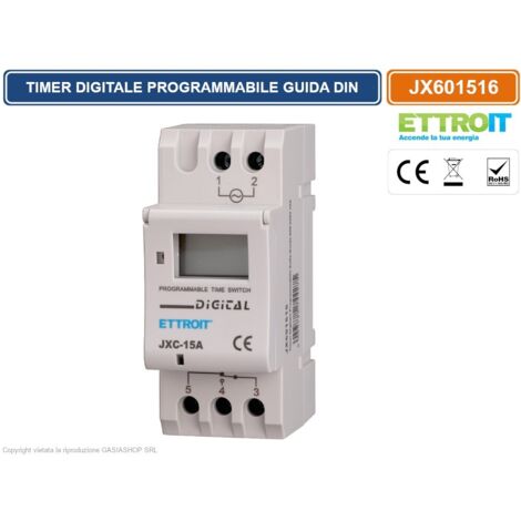 ETTROIT JX601516 TIMER DIGITALE SU GUIDA DIN PROGRAMMABILE 8 PROGRAMMI AC 220V 16A