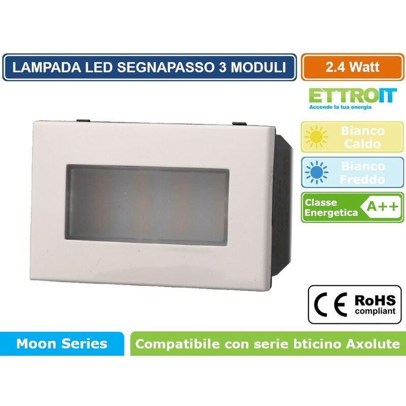 Image of Ettroit - modulo 3P lampada led segnapasso bianco on/off 220V compatibile bticino axolute Colore Luce: Bianco Caldo