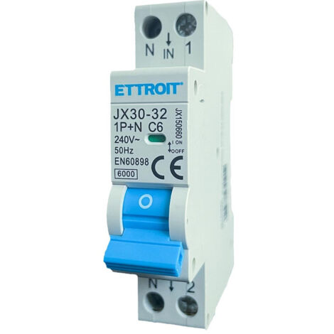 ETTROIT Magnetothermischer Schalter 1P+N 6A 220V 6KA JX150660