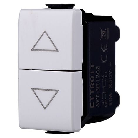 ETTROIT MT1204 Double interrupteur de montée et descente pour volet roulant 1P 10A Compatible avec Bticino Matix