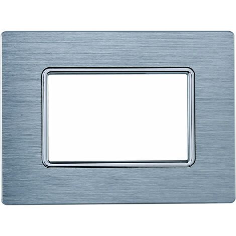 ETTROIT MT86406 Plaque aluminium 4P Couleur Argent Compatible avec Bticino Matix