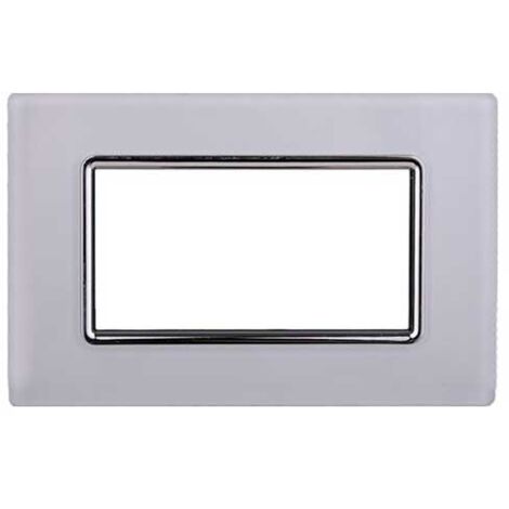 Ettroit placca compatibile Bticino Livinglight 4 moduli vetro colore bianco - LN84401