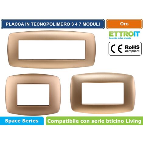 Ettroit placca compatibile Bticino Livinglight 7 moduli plastica slim colore oro - LN87711
